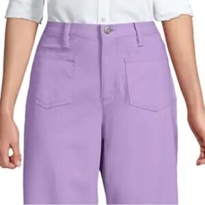 Lands’ End Wide Leg Cropped Capri Pants Lavender size 18W Patch Pocket Chino